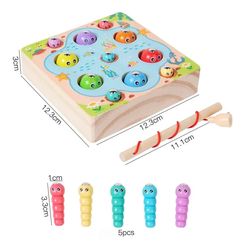 Wooden Fishing Game Toys Children Early Education