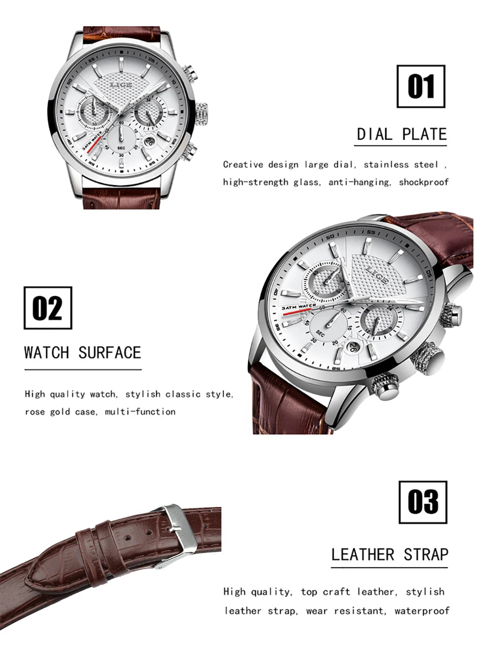 LIGE Watch Men Fashion Sports Quartz