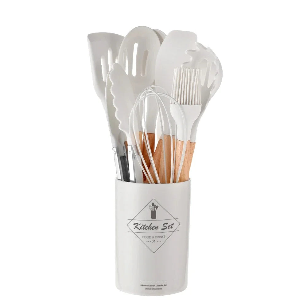 Set of 12 non-stick silicone kitchen utensils