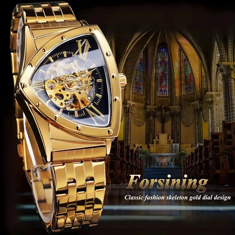 Luxury Men's Mechanical Skeleton Watch - Triangular Sport Style
