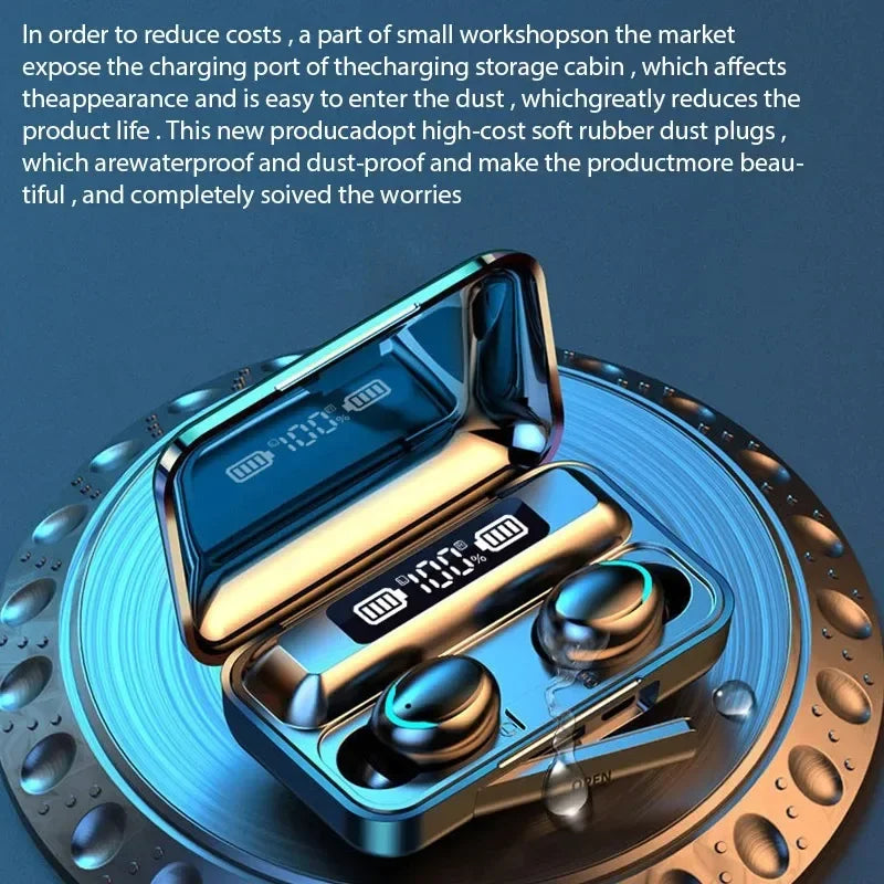 Wireless headphones with LED display, binaural