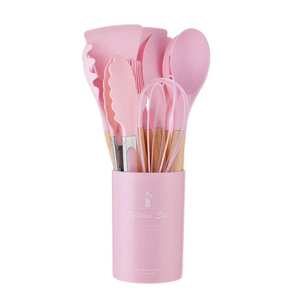 Set of 12 non-stick silicone kitchen utensils
