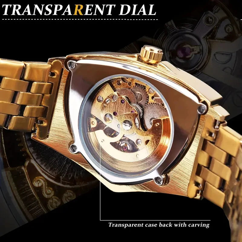 Luxury Men's Mechanical Skeleton Watch - Triangular Sport Style