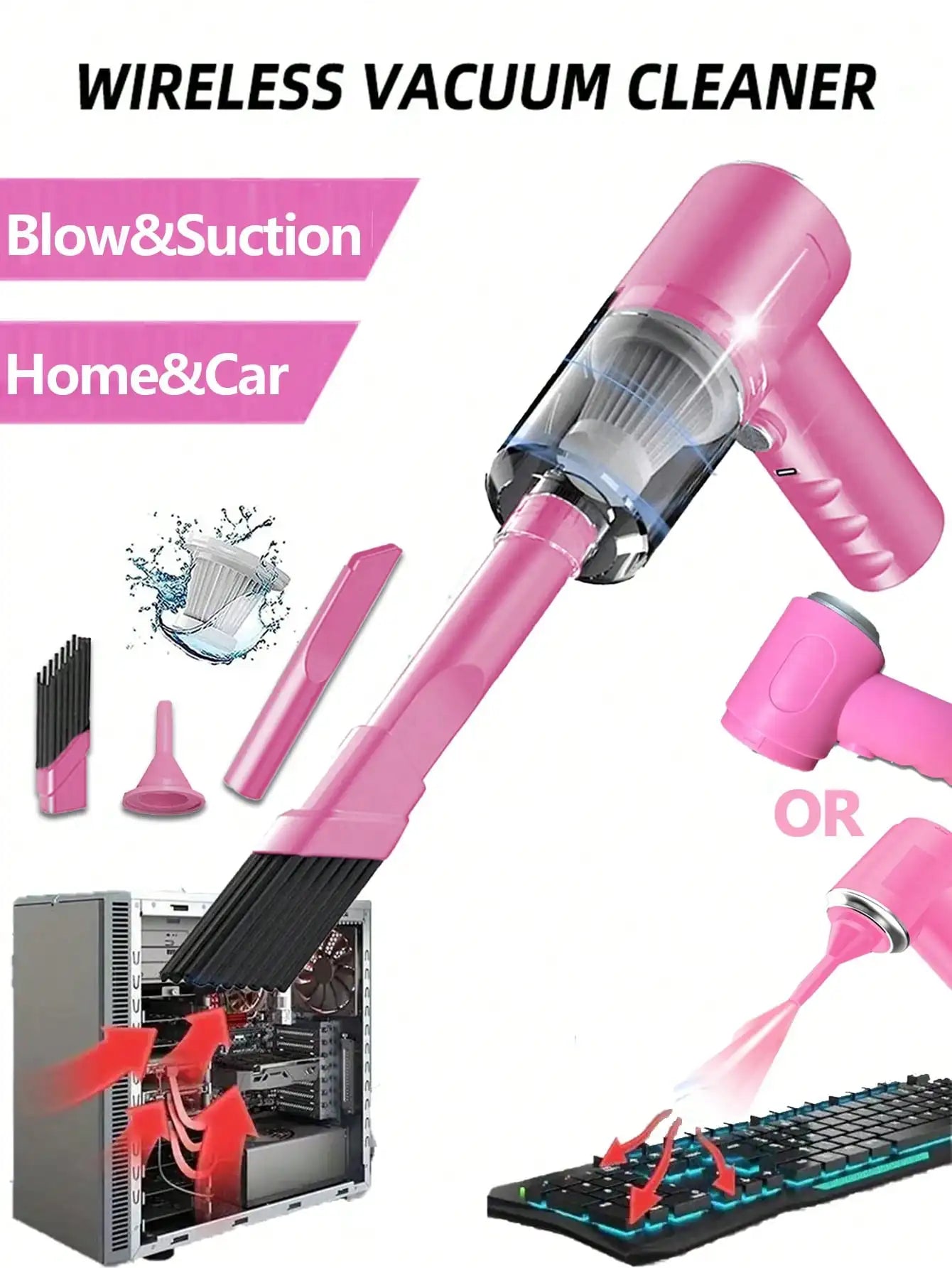 3-in-1 vacuum cleaner with integrated suction and blowing function (USB)