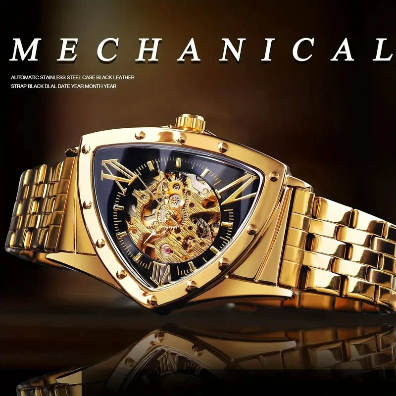 Luxury Men's Mechanical Skeleton Watch - Triangular Sport Style