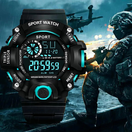 Men's electronic sports watch, large dial, multifunctional