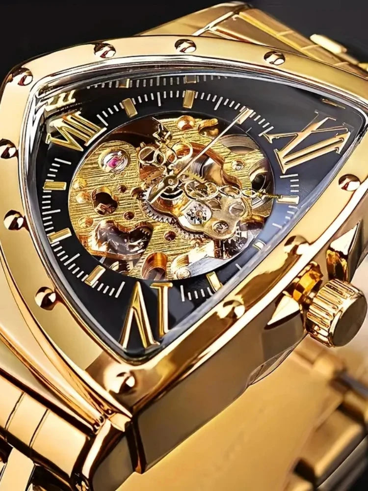 Luxury Men's Mechanical Skeleton Watch - Triangular Sport Style