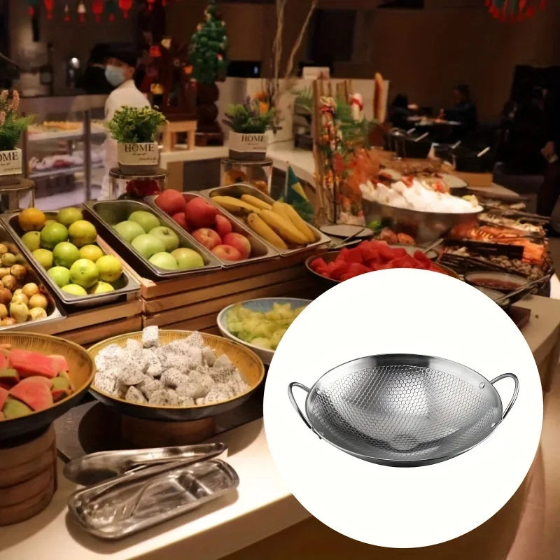 1 non-stick stainless steel frying pan with honeycomb pattern, 29 cm/11.42 inches