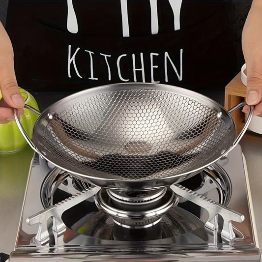 1 non-stick stainless steel frying pan with honeycomb pattern, 29 cm/11.42 inches