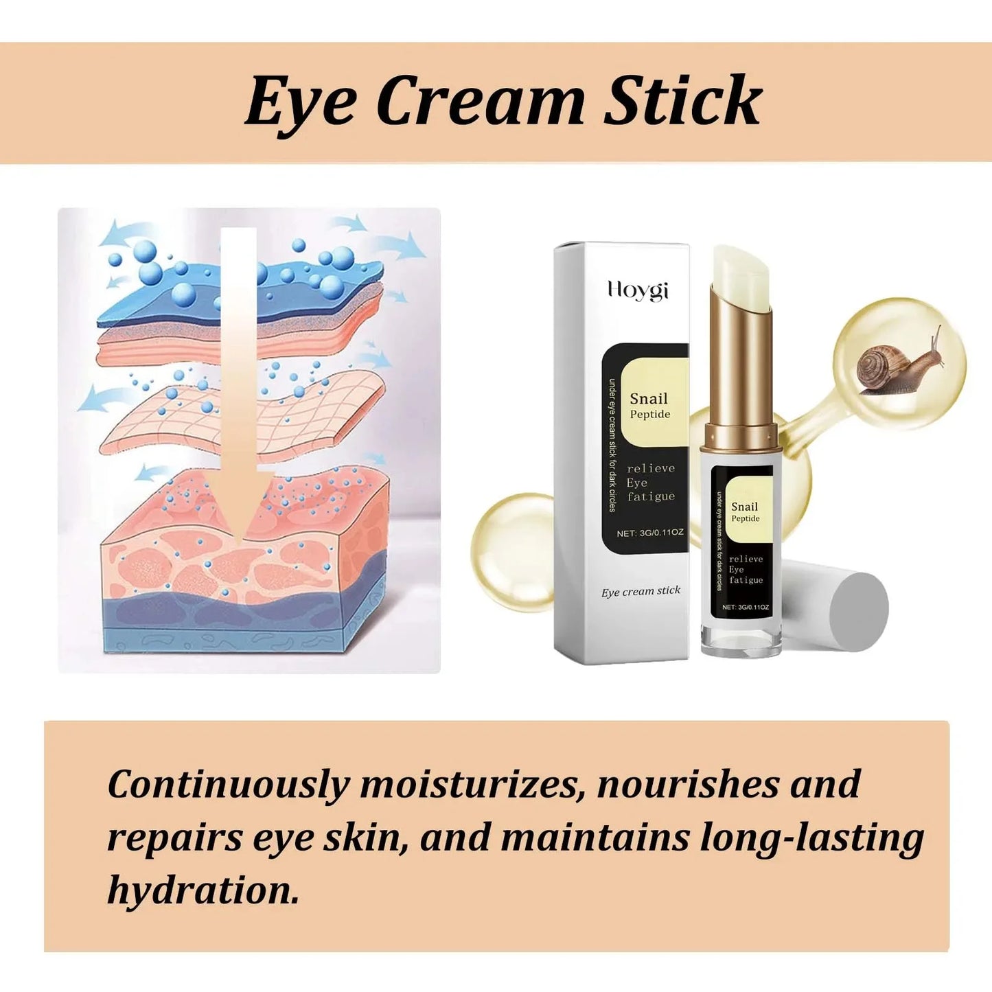 Eye cream stick with collagen and snail slime