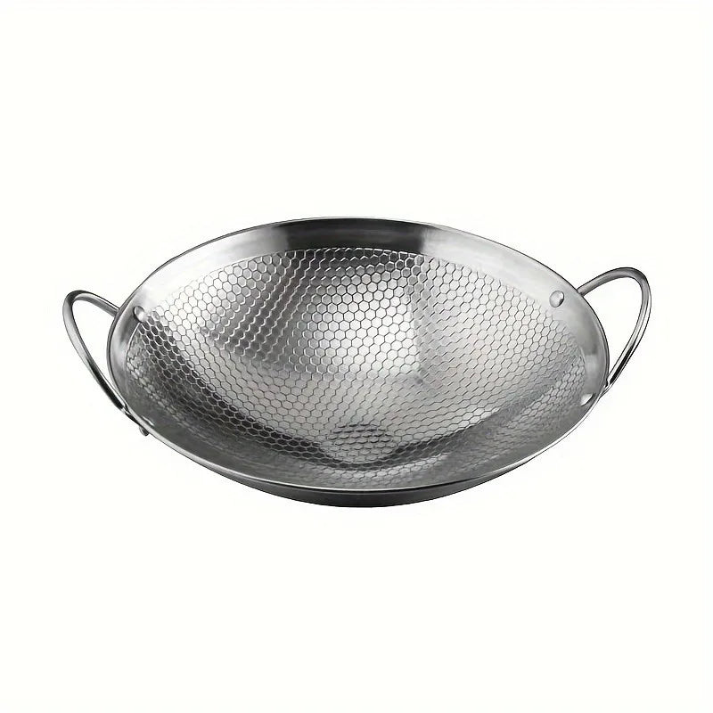 1 non-stick stainless steel frying pan with honeycomb pattern, 29 cm/11.42 inches