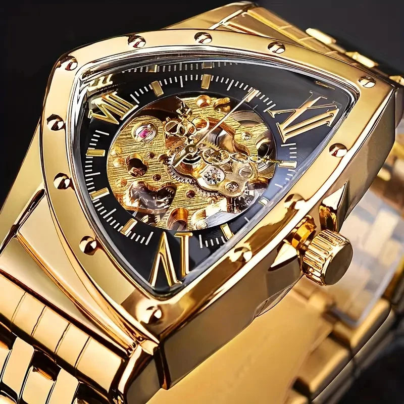 Luxury Men's Mechanical Skeleton Watch - Triangular Sport Style