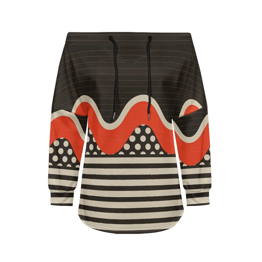 Modern women's blouse with off-the-shoulder design, printed and adjustable.