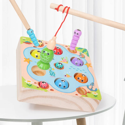 Wooden Fishing Game Toys Children Early Education