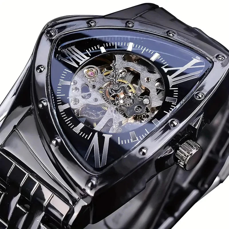 Luxury Men's Mechanical Skeleton Watch - Triangular Sport Style