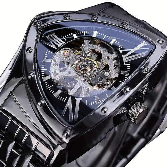 Luxury Men's Mechanical Skeleton Watch - Triangular Sport Style