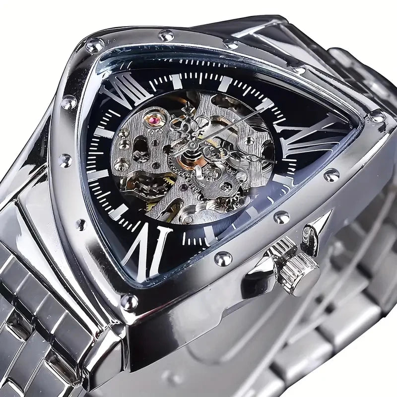 Luxury Men's Mechanical Skeleton Watch - Triangular Sport Style